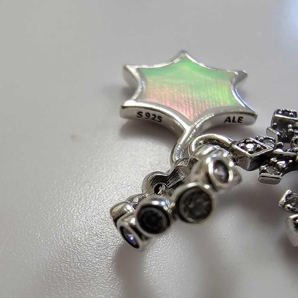 Pandora Opalescent Snowflake Double Dangle Charm - Picture 7 of 8